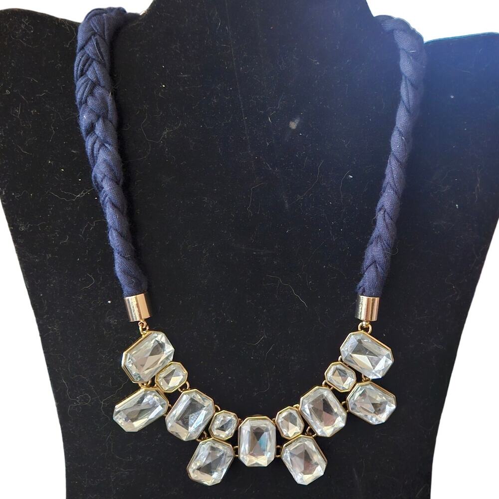 Navy and Gold Rhinestone Necklace New